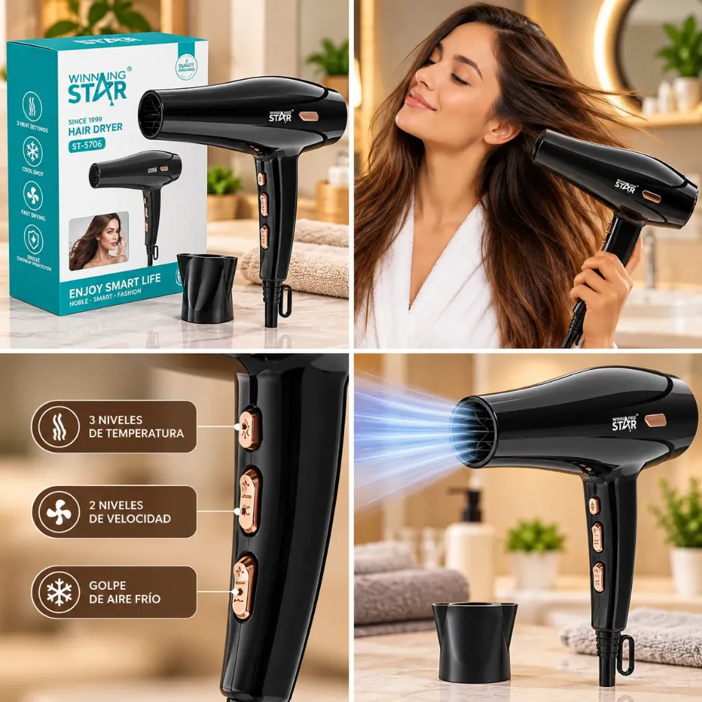 SECADORA DE CABELLO 2400W MOTOR DE COBRE PURO