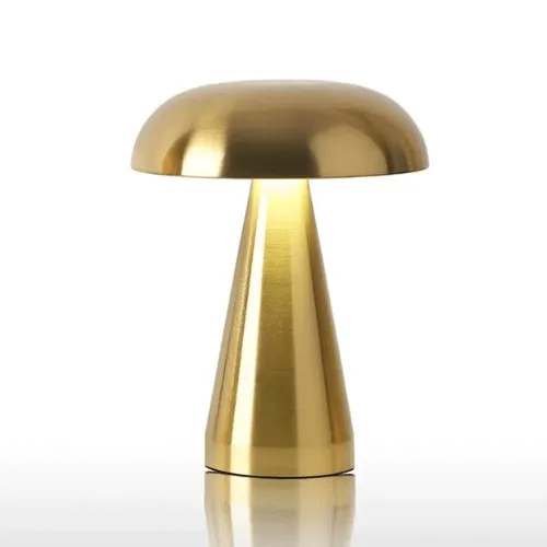 LAMPARA HONGO DORADA METALICA TOUCH RECARGABLE