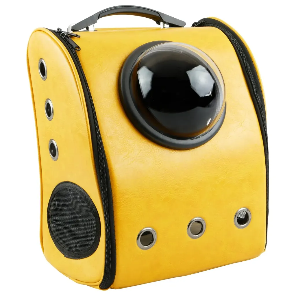 MOCHILA TRANSPORTADORA DE MASCOTAS AMARILLA