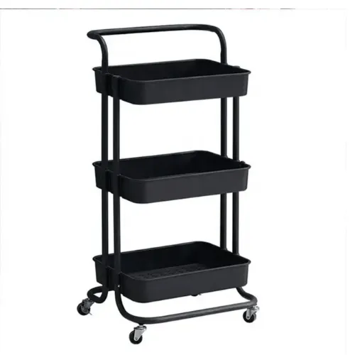 CARRITO ORGANIZADOR NEGRO DE 3 NIVELES PLASTICO Y METAL