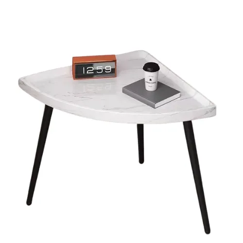 MESA AUXILIAR ESQUINERA BLANCA TIPO MARMOL 50*50*47cm