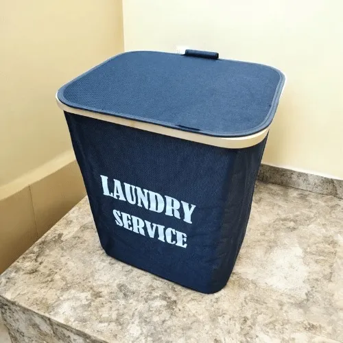 CESTA PELGABLE NEGRA CON BAMBU