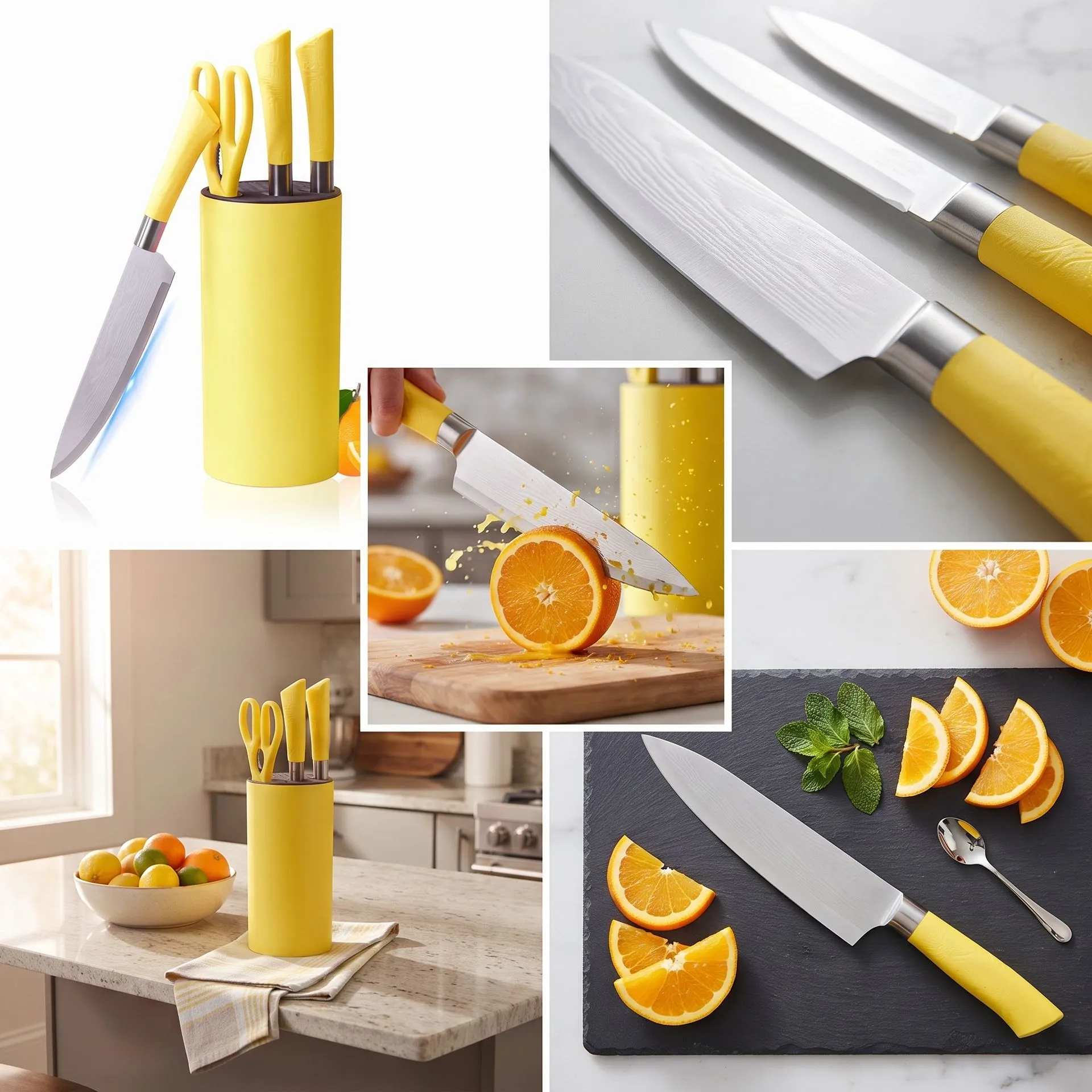 SET CUCHILLOS 7 PIEZAS AMARILLO