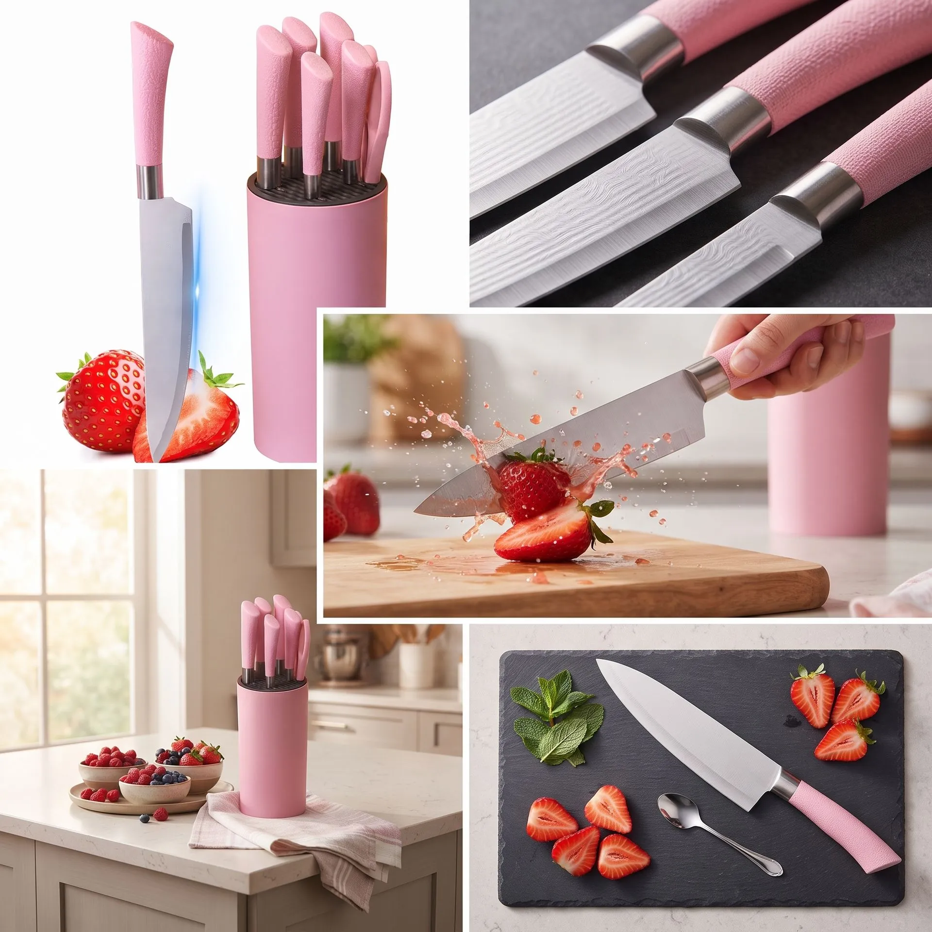 SER CUCHILLOS ROSADO 7 PIEZAS