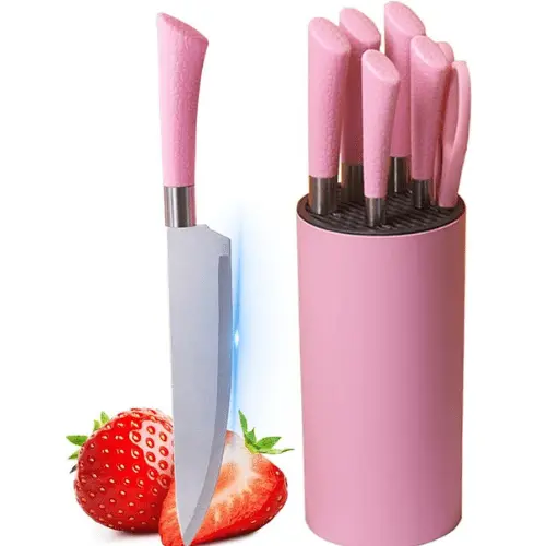 SER CUCHILLOS ROSADO 7 PIEZAS