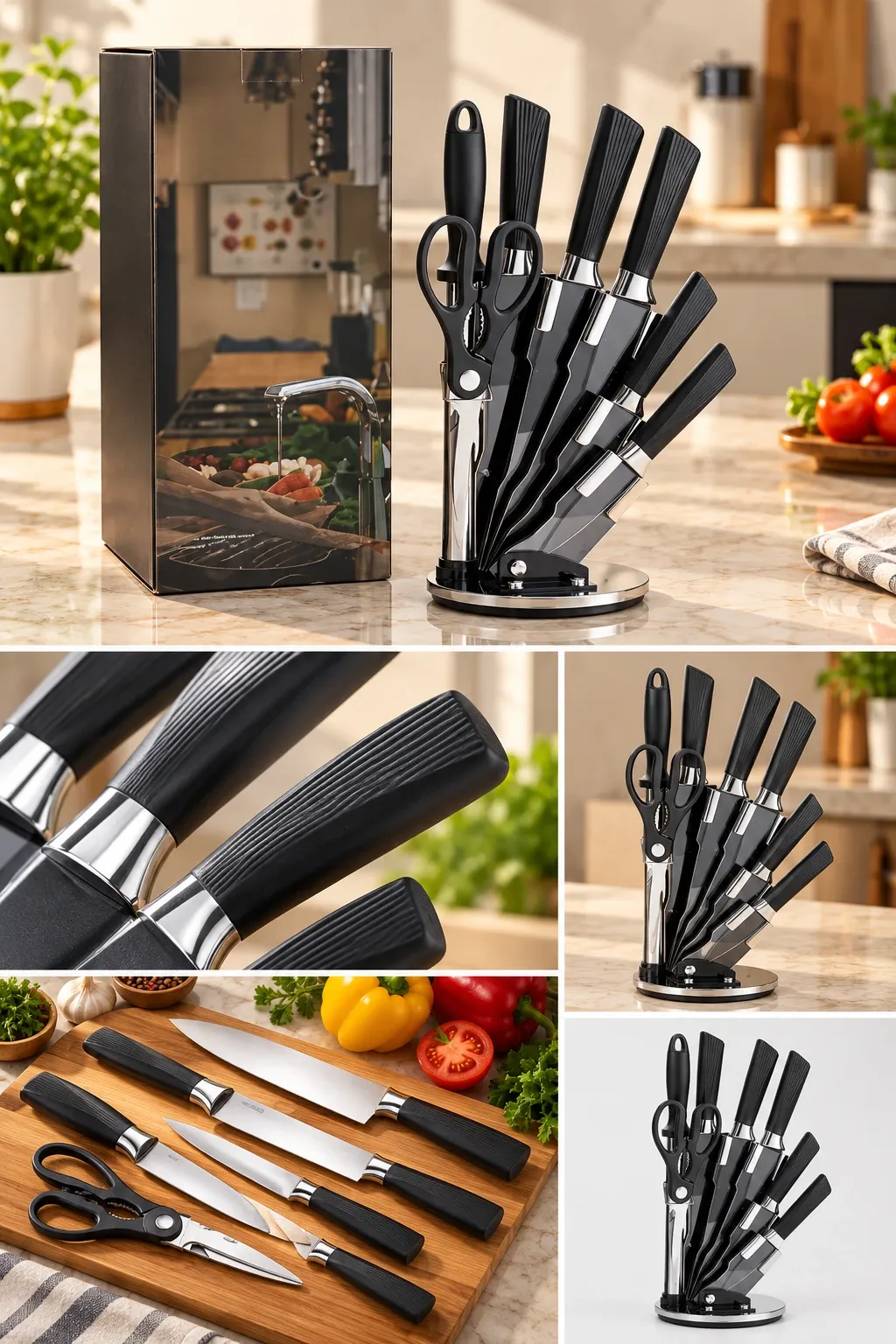 SET DE CUCHILLOS GIRATORIO 8 PCS