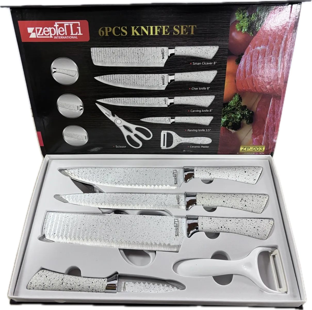 SET DE CUCHILLOS 6 PIEZAS BLANCO