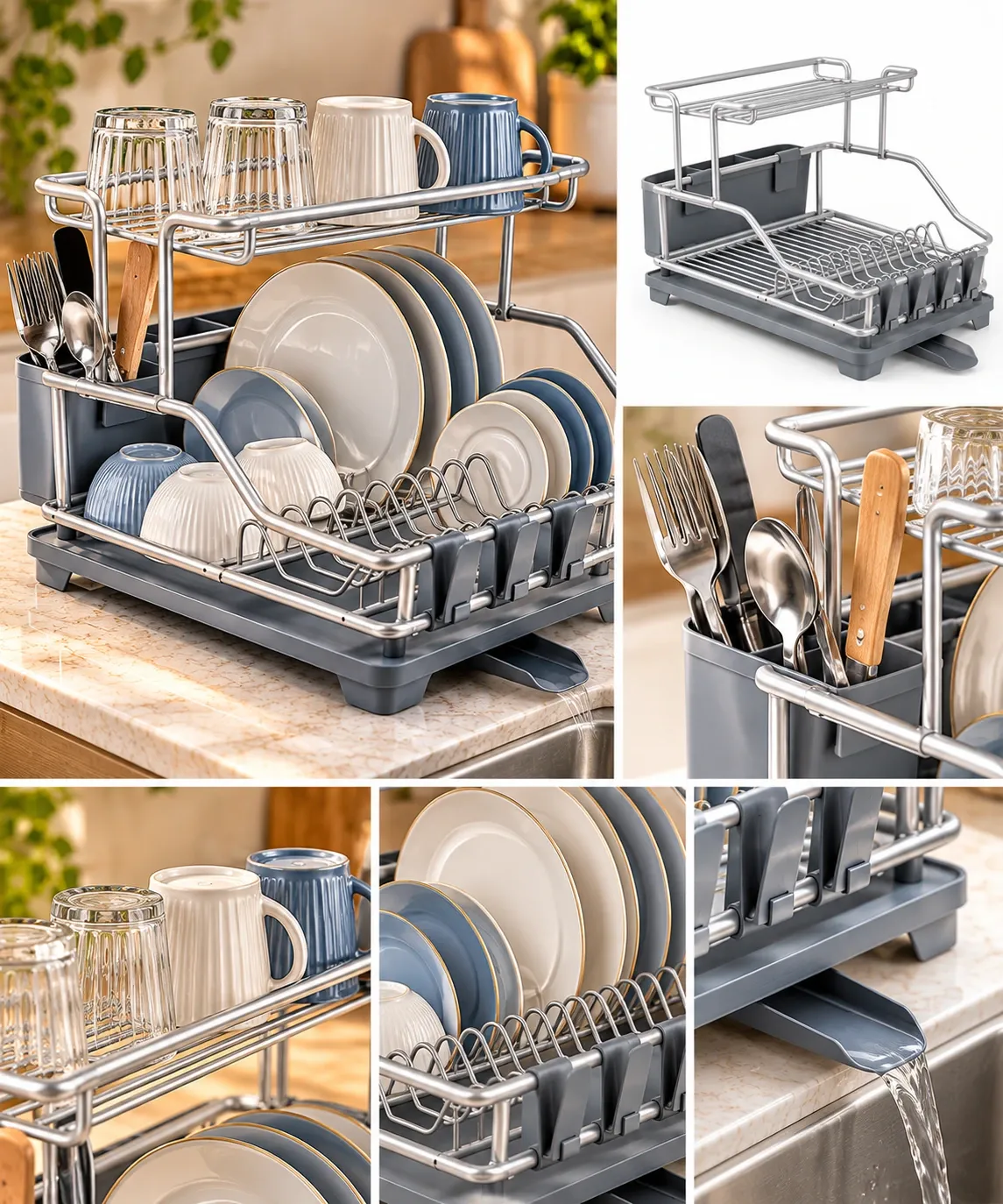 ESTANTE PARA PLATOS ALUMINIO COMPACTO