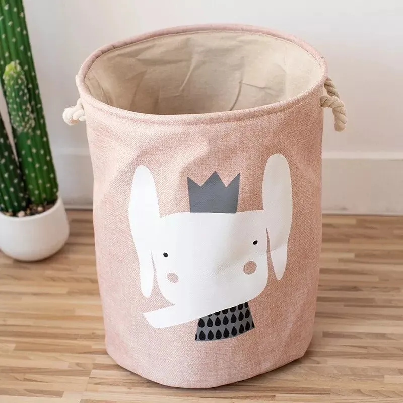 CESTA PARA ROPA ROSA ELEFANTE INFANTIL40X50