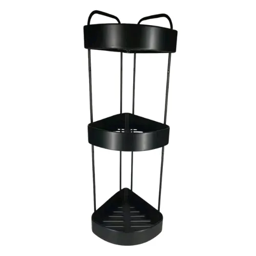 ESTANTE ESQUINERO PARA BAÑO DE ALUMINIO NEGRO 3 NIVELES
