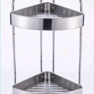 ESTANTE ESQUINERO PARA BAÑO INOXIDABLE DE 2 NIVELES