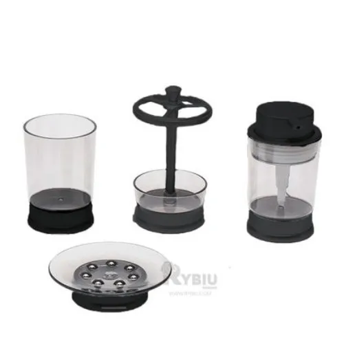 SET DE BAÑO 4 PIEZAS TRASPARENTE PLASTICO