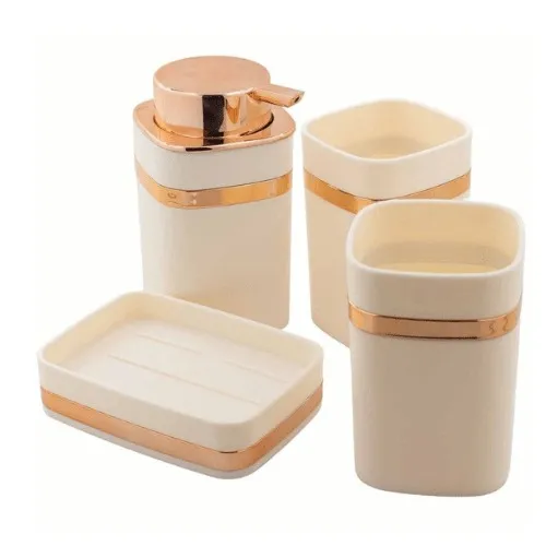 SET DE BAÑO BLANCO MARFIL 4 PIEZAS