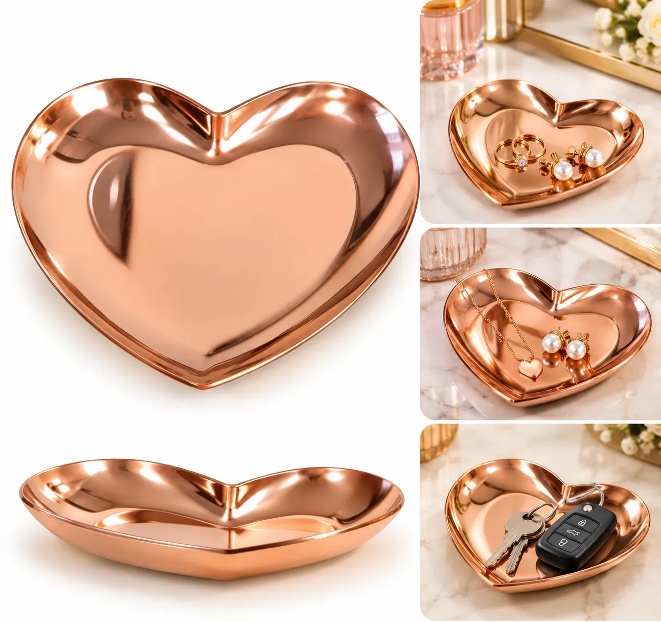 BANDEJA CORAZON ROSEGOLD DE ACERO