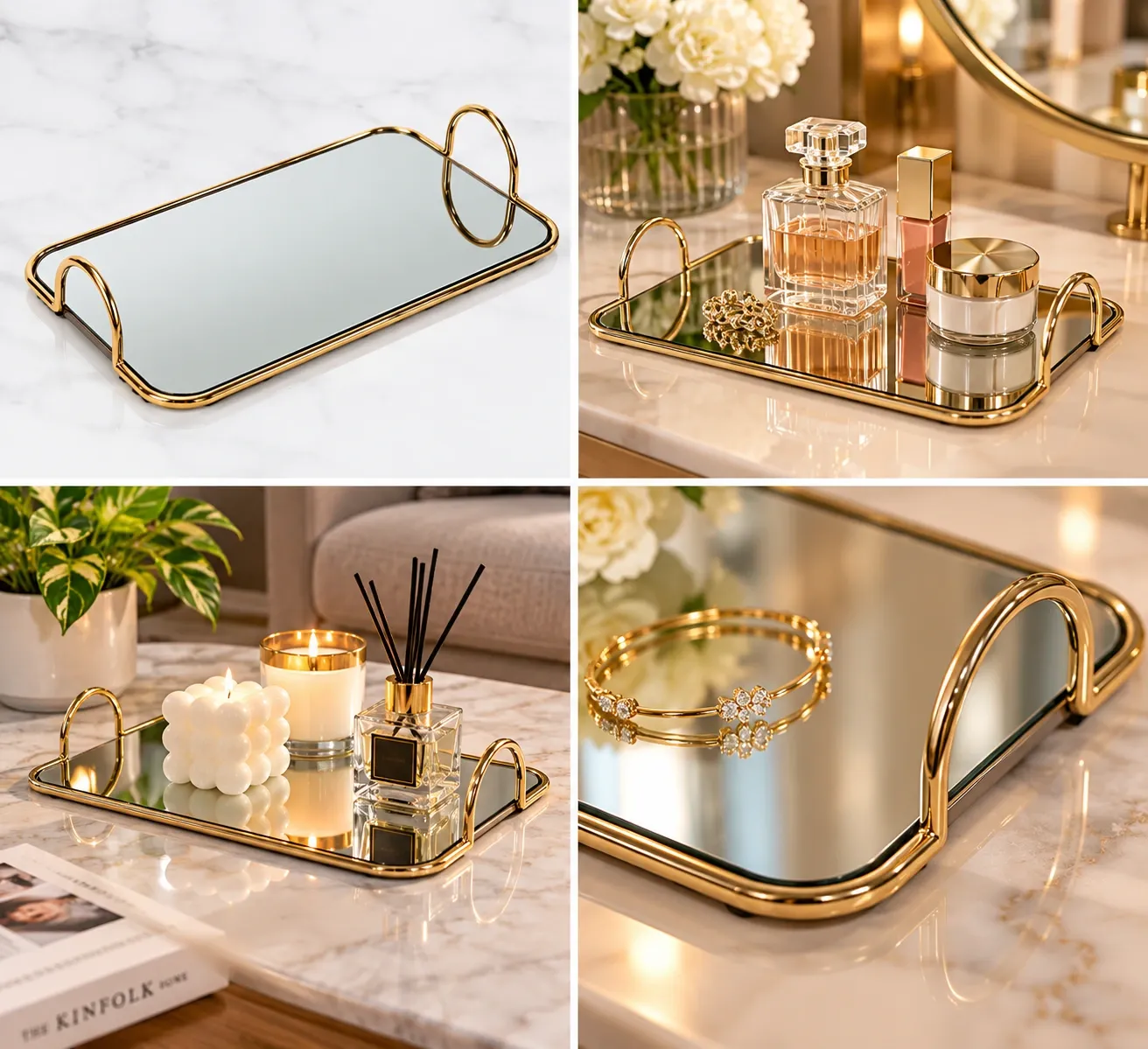 BANDEJA RECTANGULAR LISA DORADA