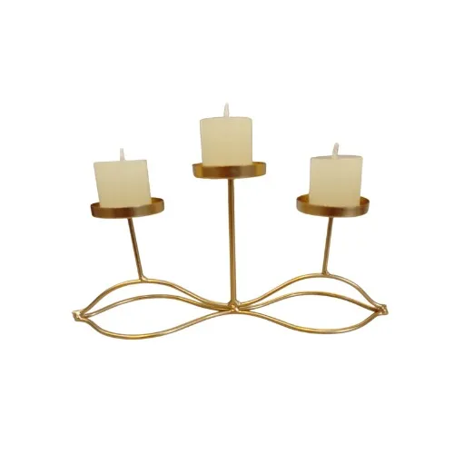 CANDELABRO TIPO HOJA METALICO DORADO