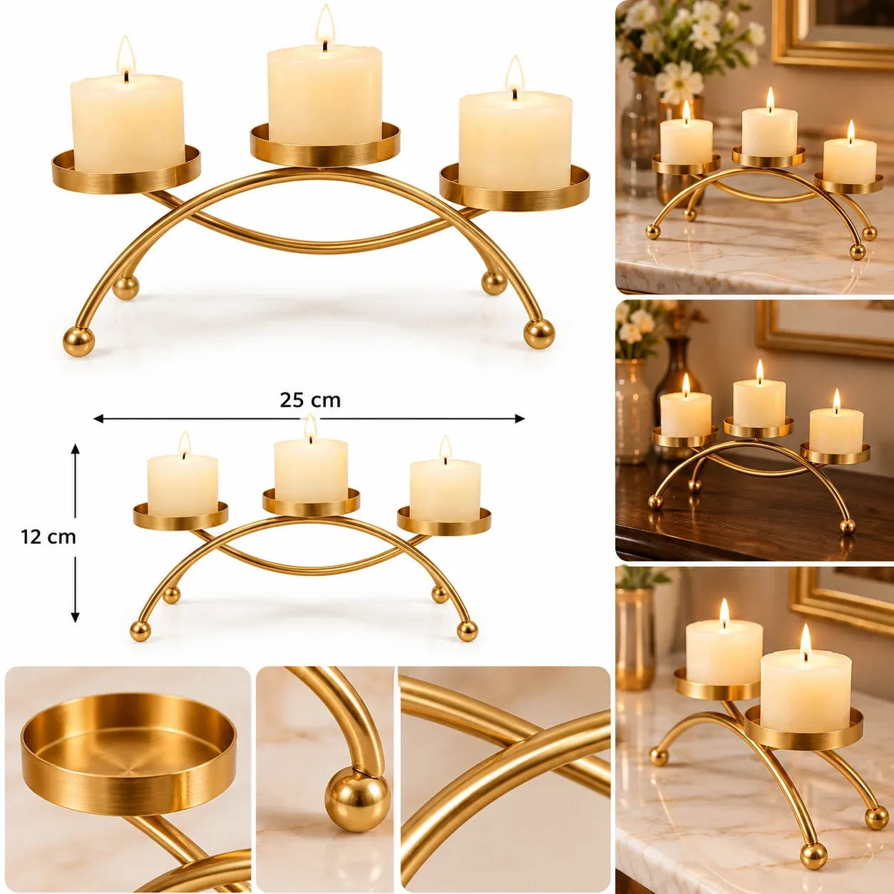 CANDELABRO TIPO PUENTE DORADO