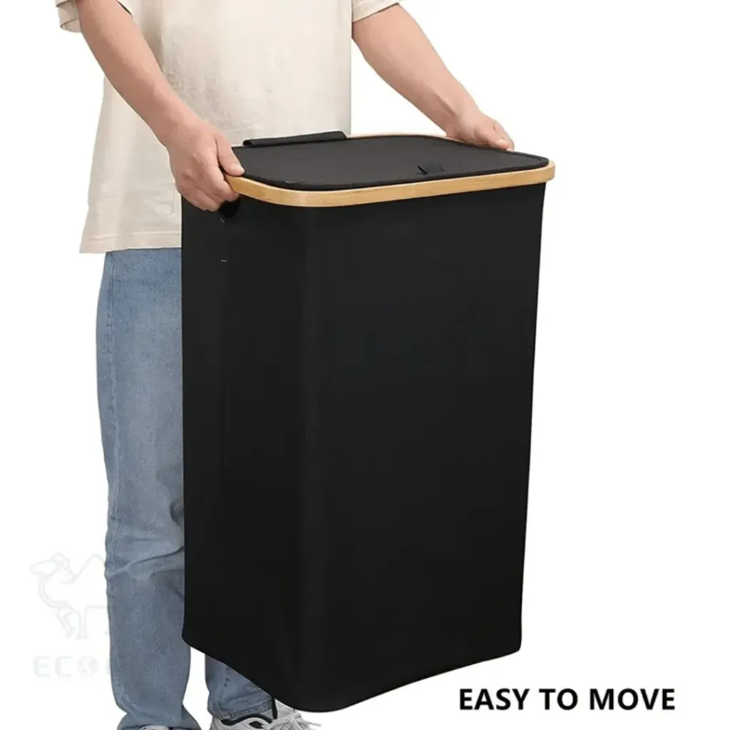 CESTA CON TAPA Y BAMBÚ 50x 40×58