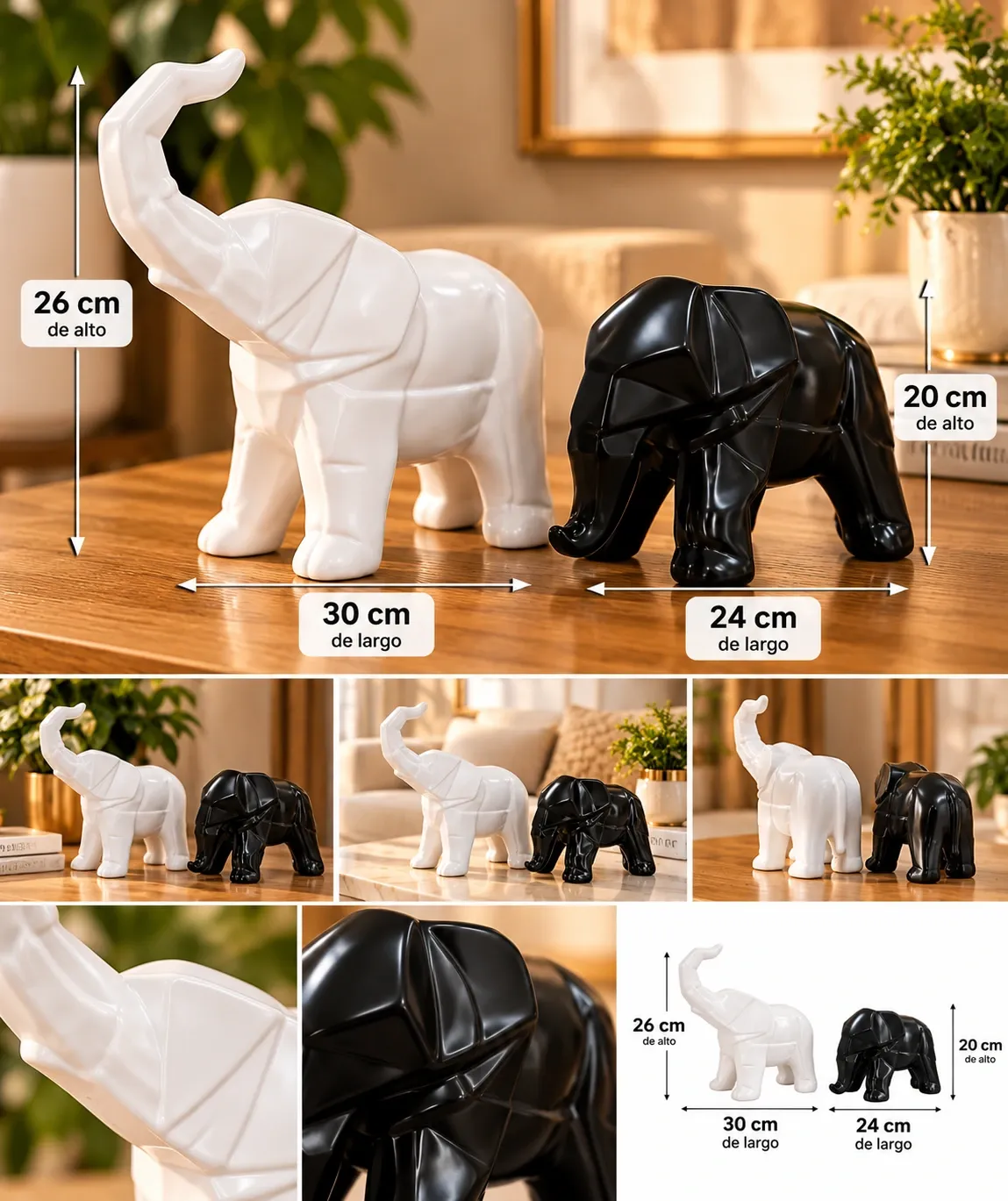 ELEFANTES MINIMALISTAS SET 2 PIEZAS CERAMICA