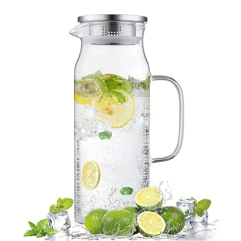 JARRA DE VIDRIO  CON TAPA DE INOX DE 2000 ML