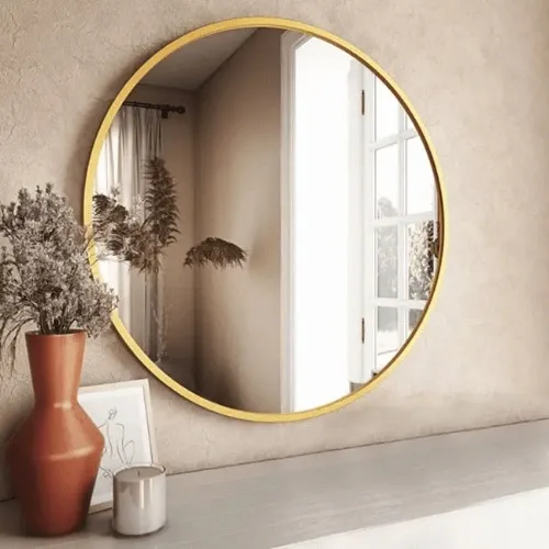 ESPEJO CIRCULAR CON MARCO DORADO 80 CM DIAMETRO