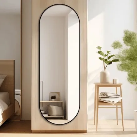 ESPEJO OVALADO MARCO NEGRO 50 CM X 160 CM PARA COLGAR