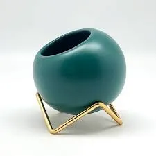 MACETA VERDE ESFERA CON SOPORTE