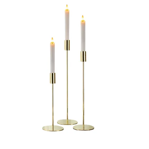 PORTA VELAS DORADO CILINDRO SET 3 PIEZAS